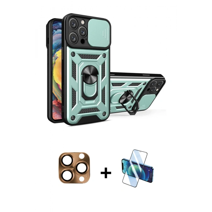 MARSİLYAN™- iPhone 16 Pro Max Kılıf Ahenk Klasik - Siyah 3D Antistatik Seramik Nano Ekran Koruyucu + Pers Alüminyum Kamera Lens - CLTM