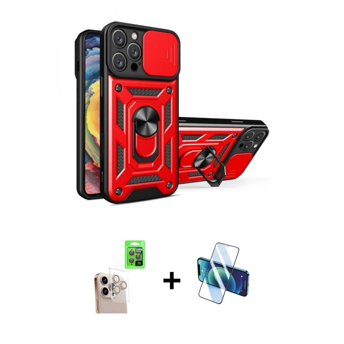 MARSİLYAN™- iPhone 16 Pro Max Kılıf Ahenk Klasik - Siyah 3D Antistatik Seramik Nano Ekran Koruyucu + Raze Metal Kamera Lens - NLGY