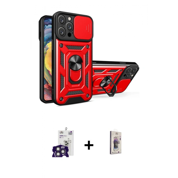 MARSİLYAN™- iPhone 16 Pro Max Kılıf Ahenk Klasik - Siyah Bilvis 3D Cam Ekran Koruyucu + Bilvis Titan Kamera Lens - TMGI