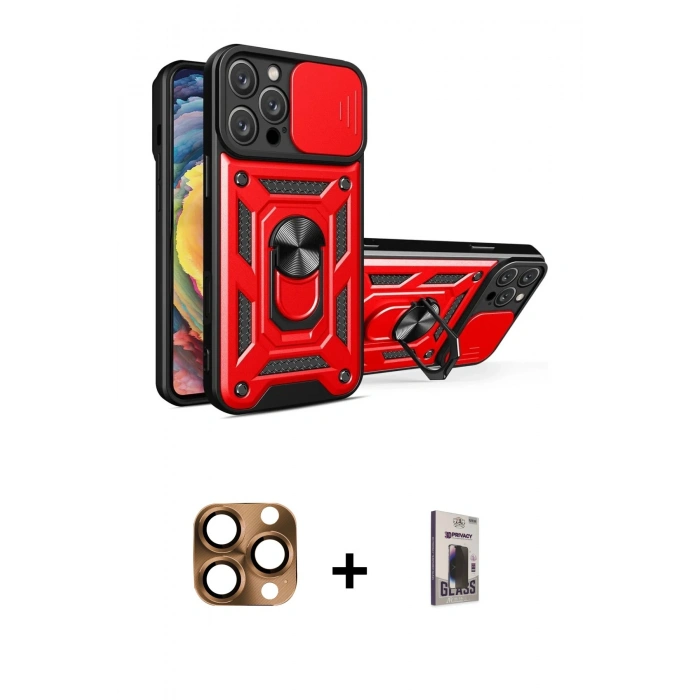 MARSİLYAN™- iPhone 16 Pro Max Kılıf Ahenk Klasik - Siyah Bilvis Hayalet Cam Ekran Koruyucu + Pers Alüminyum Kamera Lens - CLTM