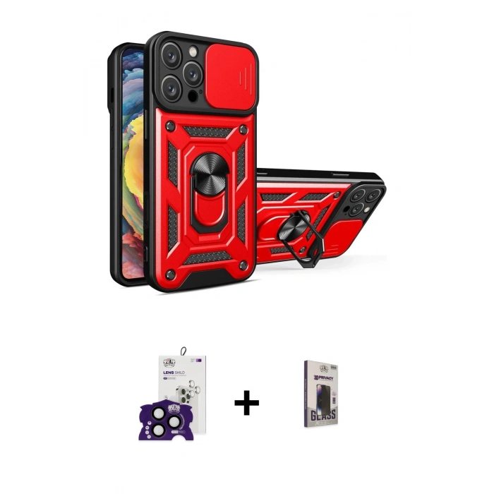 MARSİLYAN™- iPhone 16 Pro Max Kılıf Ahenk Klasik - Siyah Bilvis Hayalet Cam Ekran Koruyucu + Bilvis Titan Kamera Lens - SH