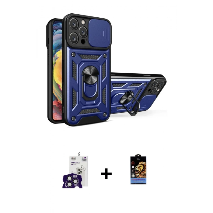 MARSİLYAN™- iPhone 16 Pro Max Kılıf Ahenk Klasik - Siyah Buffer Hayalet Cam Ekran Koruyucu + Bilvis Titan Kamera Lens - TMGI