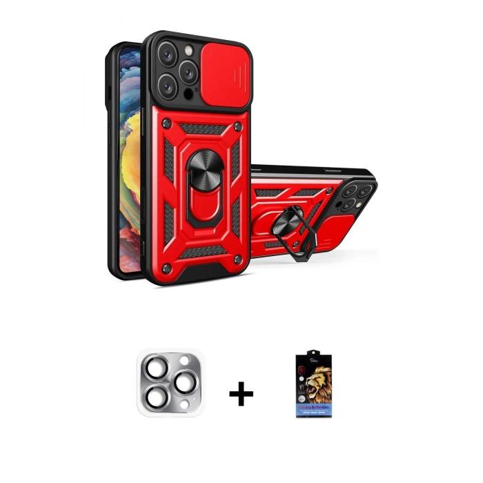 MARSİLYAN™- iPhone 16 Pro Max Kılıf Ahenk Klasik - Siyah Buffer Hayalet Cam Ekran Koruyucu + Pers Alüminyum Kamera Lens - GI