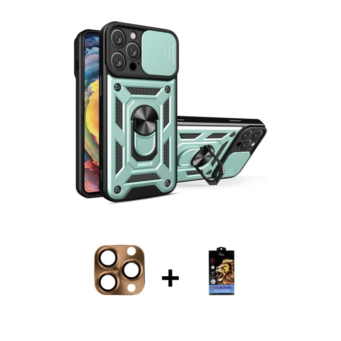 MARSİLYAN™- iPhone 16 Pro Max Kılıf Ahenk Klasik - Siyah Buffer Hayalet Cam Ekran Koruyucu + Pers Alüminyum Kamera Lens - CLTM