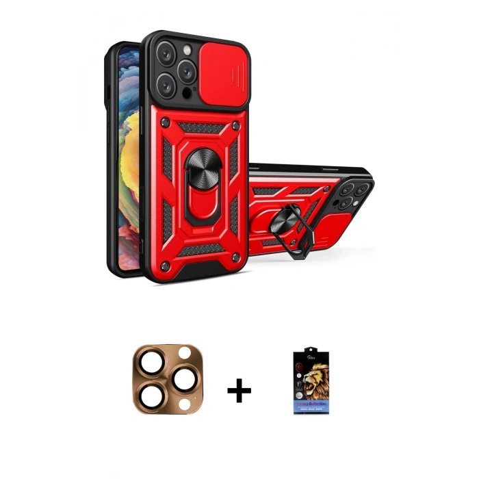 MARSİLYAN™- iPhone 16 Pro Max Kılıf Ahenk Klasik - Siyah Buffer Hayalet Cam Ekran Koruyucu + Pers Alüminyum Kamera Lens - CLTM