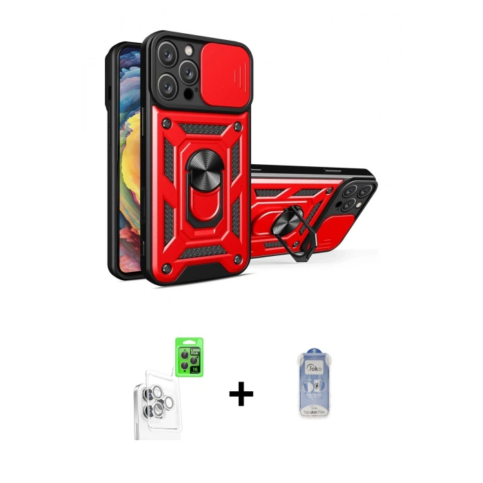 MARSİLYAN™- iPhone 16 Pro Max Kılıf Ahenk Klasik - Siyah Joko Magic 5D Cam + Raze Metal Kamera Lens - BZ