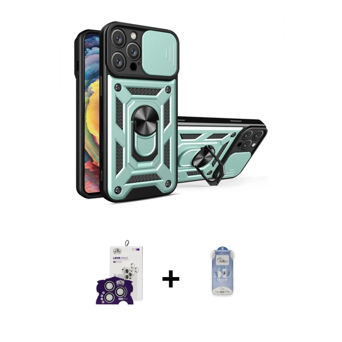 MARSİLYAN™- iPhone 16 Pro Max Kılıf Ahenk Klasik - Siyah Joko Magic 5D Cam + Bilvis Titan Kamera Lens - GS