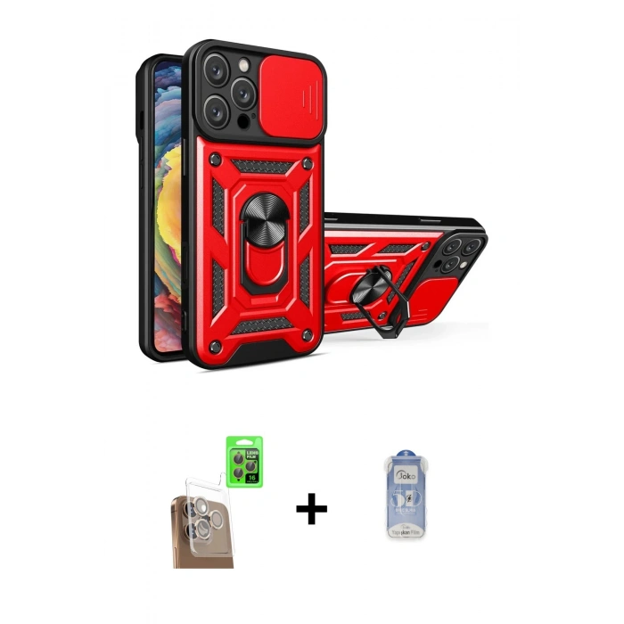 MARSİLYAN™- iPhone 16 Pro Max Kılıf Ahenk Klasik - Siyah Joko Magic 5D Cam + Raze Metal Kamera Lens - CLTM