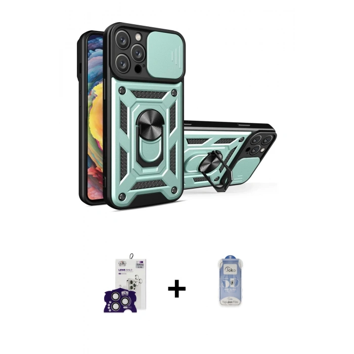 MARSİLYAN™- iPhone 16 Pro Max Kılıf Ahenk Klasik - Siyah Joko Magic 5D Cam + Bilvis Titan Kamera Lens - TMGI