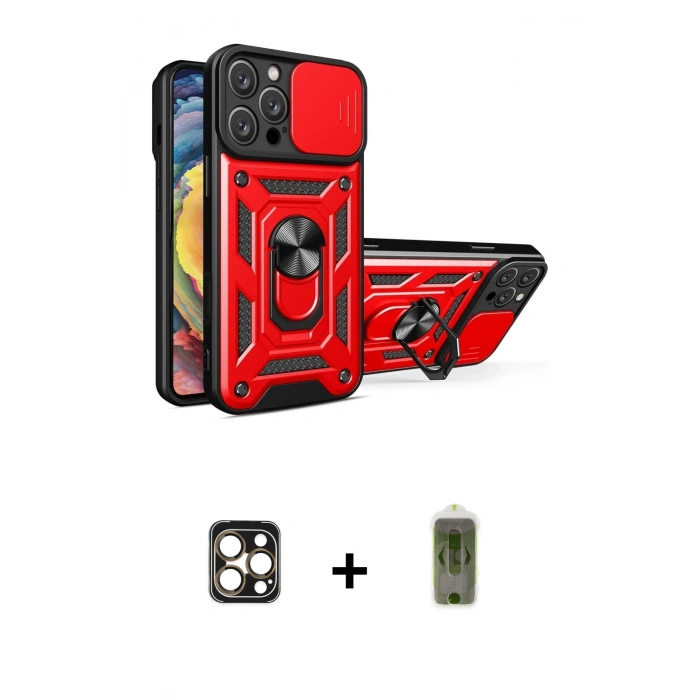 MARSİLYAN™- iPhone 16 Pro Max Kılıf Ahenk Klasik - Siyah Joko Magic 5D Hayalet Cam + PVD Metal Kamera Lens - GD