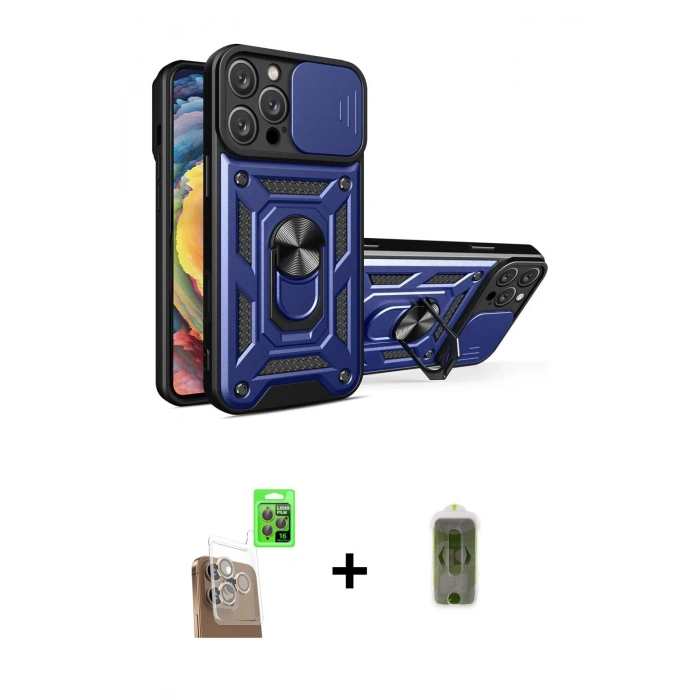 MARSİLYAN™- iPhone 16 Pro Max Kılıf Ahenk Klasik - Siyah Joko Magic 5D Hayalet Cam + Raze Metal Kamera Lens - CLTM