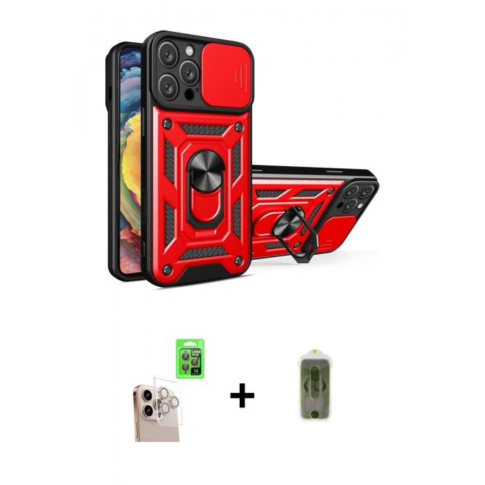 MARSİLYAN™- iPhone 16 Pro Max Kılıf Ahenk Klasik - Siyah Joko Magic 5D Hayalet Cam + Raze Metal Kamera Lens - NLGY