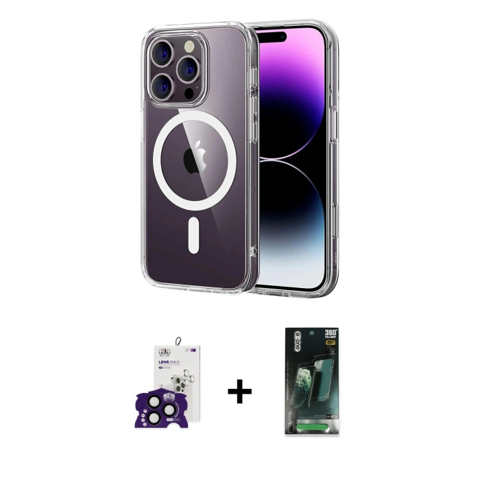 MARSİLYAN™- iPhone 16 Pro Max Kılıf Ahenk Minimal Serisi - Siyah 360 Mat Full Body Arka Koruyucu + Bilvis Titan Kamera Lens - SH