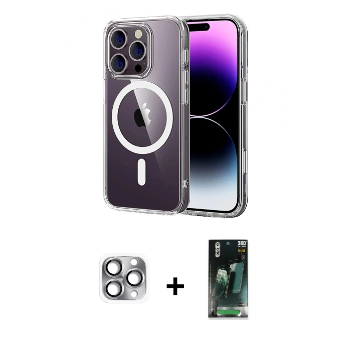 MARSİLYAN™- iPhone 16 Pro Max Kılıf Ahenk Minimal Serisi - Siyah 360 Mat Full Body Arka Koruyucu + Pers Alüminyum Kamera Lens - GI