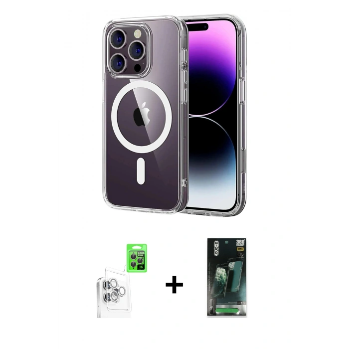 MARSİLYAN™- iPhone 16 Pro Max Kılıf Ahenk Minimal Serisi - Siyah 360 Mat Full Body Arka Koruyucu + Raze Metal Kamera Lens - BZ