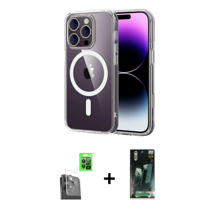 MARSİLYAN™- iPhone 16 Pro Max Kılıf Ahenk Minimal Serisi - Siyah 360 Mat Full Body Arka Koruyucu + Siyah Raze Metal Kamera Lens