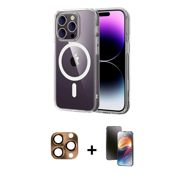MARSİLYAN™- iPhone 16 Pro Max Kılıf Ahenk Minimal Serisi - Siyah 3D Antistatik Mat Seramik Nano Ekran Koruyucu + Pers Alüminyum Kamera Lens - CLTM