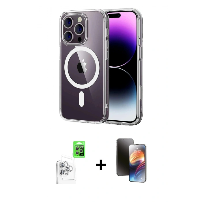 MARSİLYAN™- iPhone 16 Pro Max Kılıf Ahenk Minimal Serisi - Siyah 3D Antistatik Mat Seramik Nano Ekran Koruyucu + Raze Metal Kamera Lens - BZ