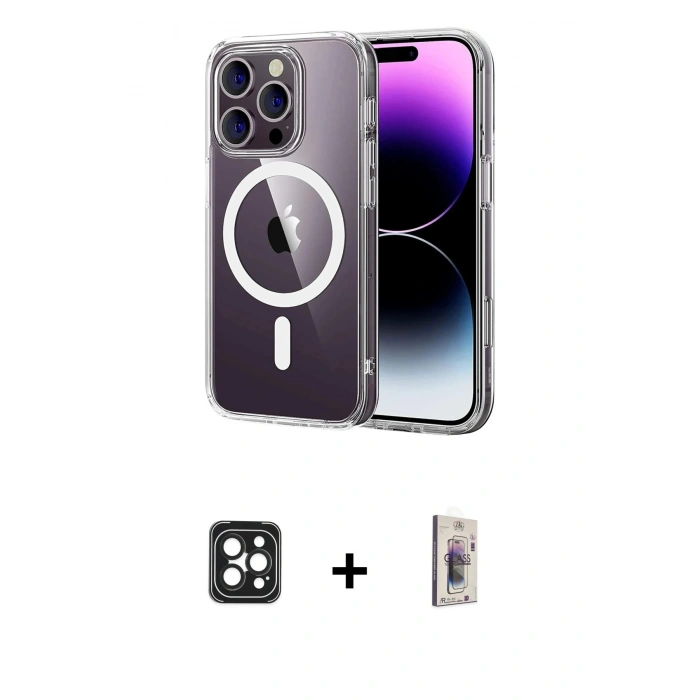 MARSİLYAN™- iPhone 16 Pro Max Kılıf Ahenk Minimal Serisi - Siyah Bilvis 3D Cam Ekran Koruyucu + Siyah PVD Metal Kamera Lens