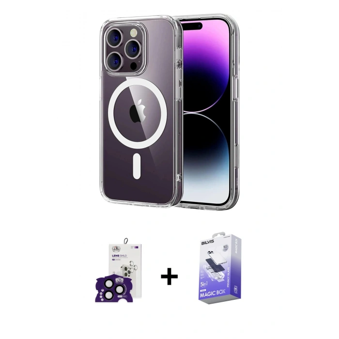 MARSİLYAN™- iPhone 16 Pro Max Kılıf Ahenk Minimal Serisi - Siyah Bilvis 5in1 5D Magic Hayalet Cam Ekran Koruyucu + Bilvis Titan Kamera Lens - SH