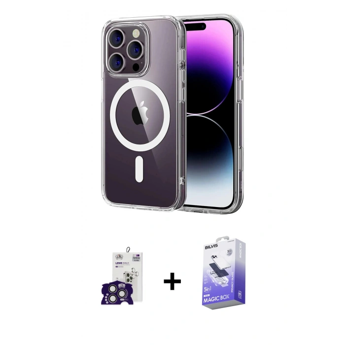 MARSİLYAN™- iPhone 16 Pro Max Kılıf Ahenk Minimal Serisi - Siyah Bilvis 5in1 5D Magic Hayalet Cam Ekran Koruyucu + Bilvis Titan Kamera Lens - TMGI