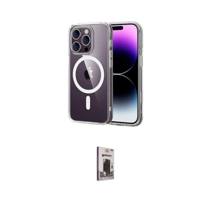 MARSİLYAN™- iPhone 16 Pro Max Kılıf Ahenk Minimal Serisi - Siyah Bilvis Hayalet Cam Ekran Koruyucu