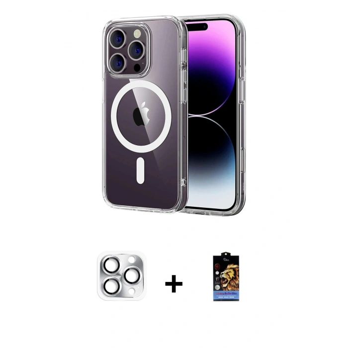 MARSİLYAN™- iPhone 16 Pro Max Kılıf Ahenk Minimal Serisi - Siyah Buffer Hayalet Cam Ekran Koruyucu + Pers Alüminyum Kamera Lens - GS