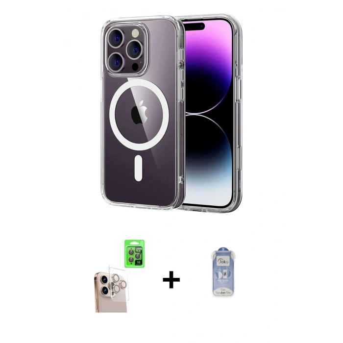 MARSİLYAN™- iPhone 16 Pro Max Kılıf Ahenk Minimal Serisi - Siyah Joko Magic 5D Cam + Raze Metal Kamera Lens - NLGY