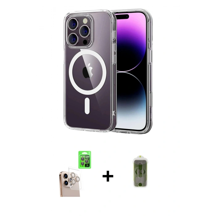 MARSİLYAN™- iPhone 16 Pro Max Kılıf Ahenk Minimal Serisi - Siyah Joko Magic 5D Hayalet Cam + Raze Metal Kamera Lens - NLGY