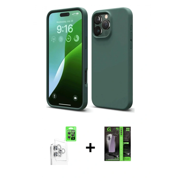 MARSİLYAN™- iPhone 16 Pro Max Kılıf Ahenk Serisi - Şeffaf 360 Full Body Arka Koruyucu + Raze Metal Kamera Lens - BZ