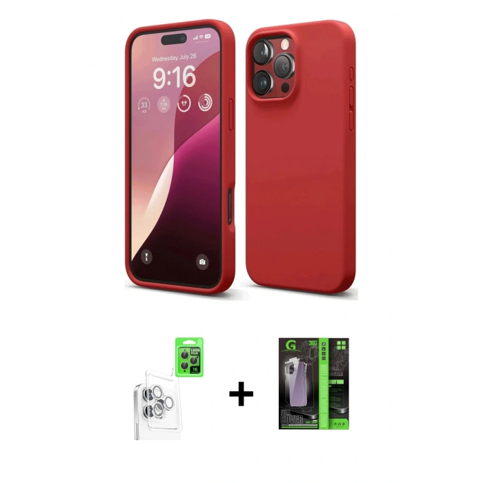 MARSİLYAN™- iPhone 16 Pro Max Kılıf Ahenk Serisi - Şeffaf 360 Full Body Arka Koruyucu + Raze Metal Kamera Lens - BZ