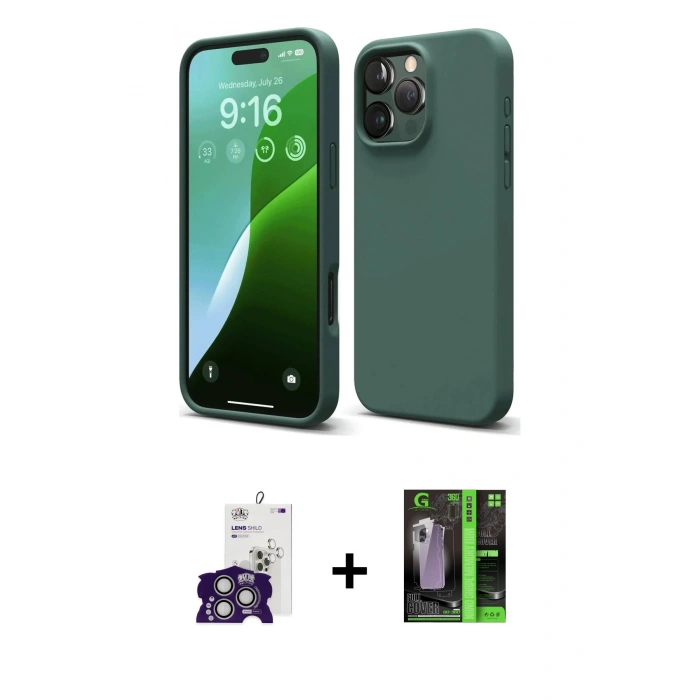 MARSİLYAN™- iPhone 16 Pro Max Kılıf Ahenk Serisi - Şeffaf 360 Full Body Arka Koruyucu + Bilvis Titan Kamera Lens - GS