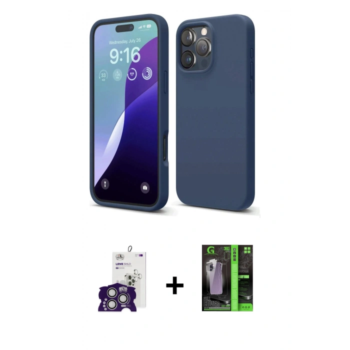 MARSİLYAN™- iPhone 16 Pro Max Kılıf Ahenk Serisi - Şeffaf 360 Full Body Arka Koruyucu + Bilvis Titan Kamera Lens - GS