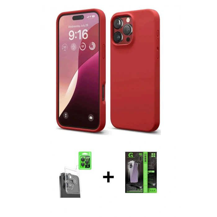 MARSİLYAN™- iPhone 16 Pro Max Kılıf Ahenk Serisi - Şeffaf 360 Full Body Arka Koruyucu + Raze Metal Kamera Lens - SH