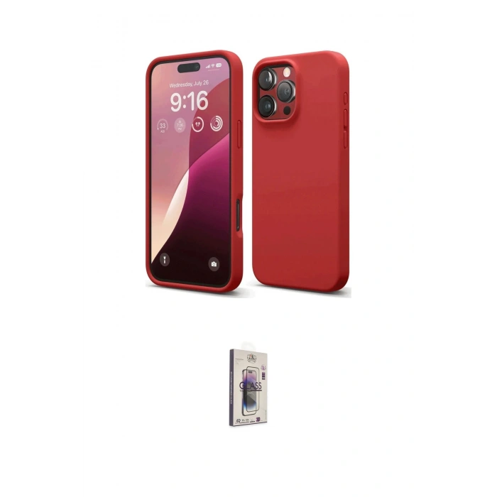 MARSİLYAN™- iPhone 16 Pro Max Kılıf Ahenk Serisi - Siyah Bilvis 3D Cam Ekran Koruyucu