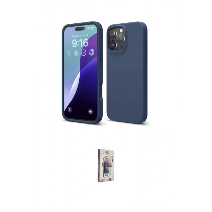 MARSİLYAN™- iPhone 16 Pro Max Kılıf Ahenk Serisi - Siyah Bilvis 3D Cam Ekran Koruyucu