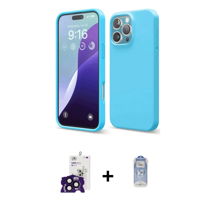MARSİLYAN™- iPhone 16 Pro Max Kılıf Ahenk Serisi - Siyah Joko Magic 5D Cam + Bilvis Titan Kamera Lens - SH