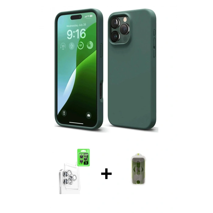 MARSİLYAN™- iPhone 16 Pro Max Kılıf Ahenk Serisi - Siyah Joko Magic 5D Hayalet Cam + Raze Metal Kamera Lens - BZ