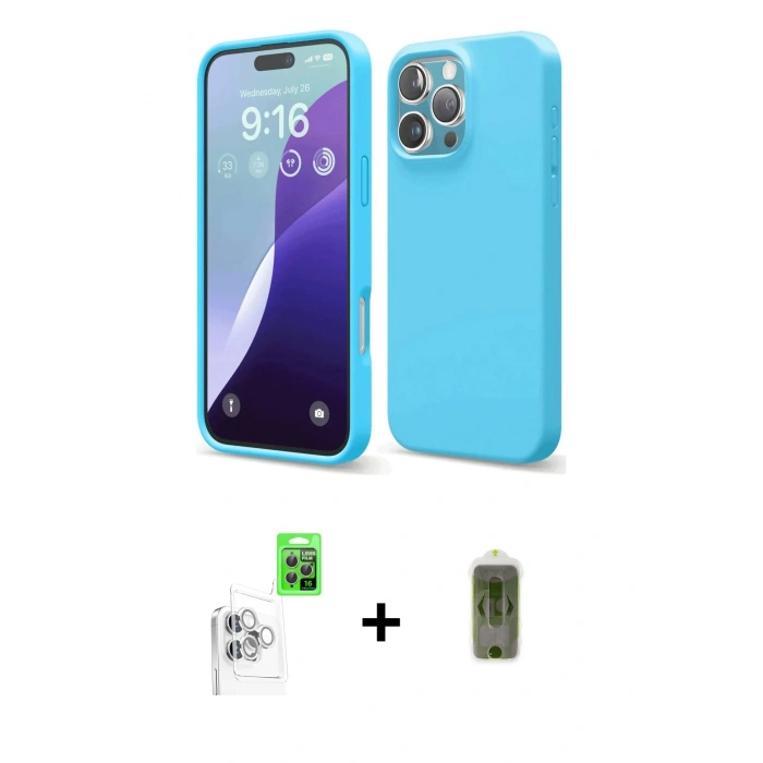 MARSİLYAN™- iPhone 16 Pro Max Kılıf Ahenk Serisi - Siyah Joko Magic 5D Hayalet Cam + Raze Metal Kamera Lens - BZ