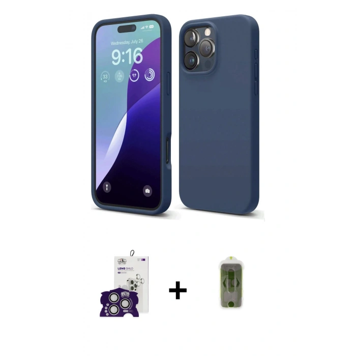 MARSİLYAN™- iPhone 16 Pro Max Kılıf Ahenk Serisi - Siyah Joko Magic 5D Hayalet Cam + Bilvis Titan Kamera Lens - GS