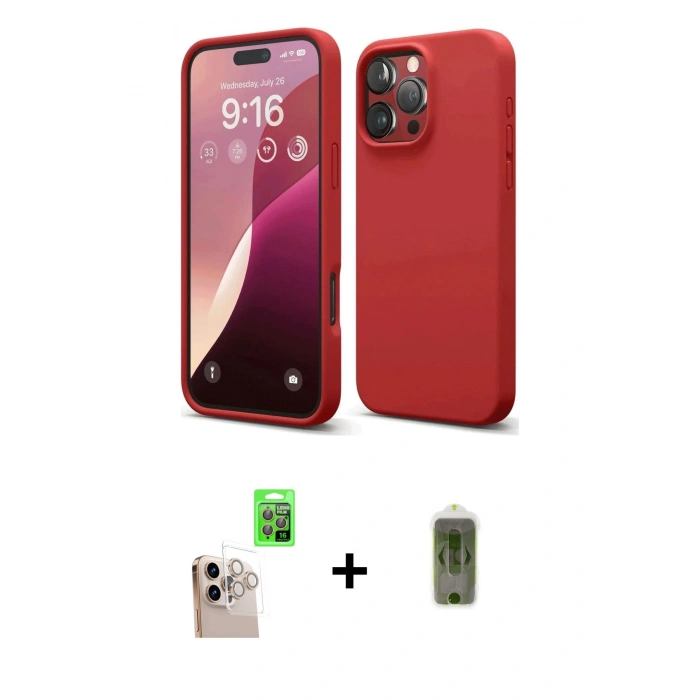 MARSİLYAN™- iPhone 16 Pro Max Kılıf Ahenk Serisi - Siyah Joko Magic 5D Hayalet Cam + Raze Metal Kamera Lens - NLGY