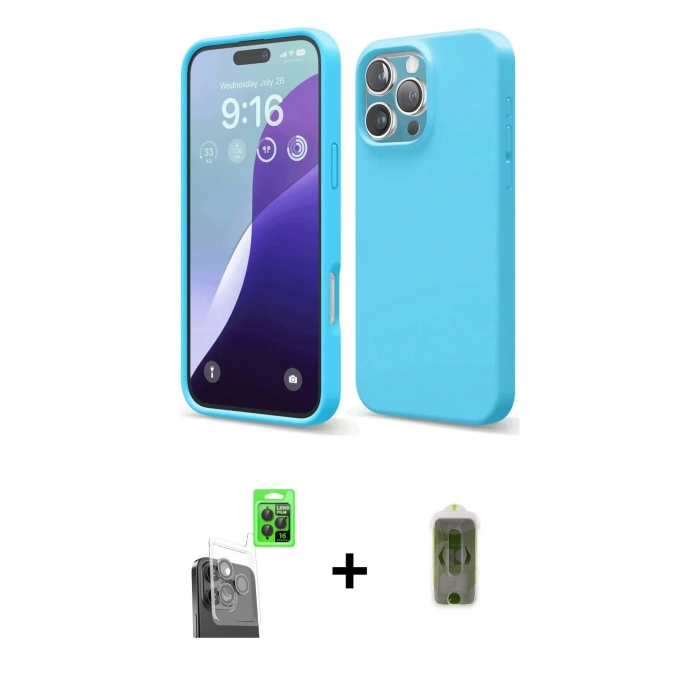 MARSİLYAN™- iPhone 16 Pro Max Kılıf Ahenk Serisi - Siyah Joko Magic 5D Hayalet Cam + Raze Metal Kamera Lens - SH