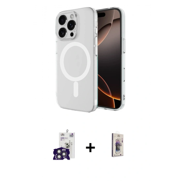 MARSİLYAN™- iPhone 16 Pro Max Kılıf Ahenk Yansıma Prime - Siyah Bilvis 3D Cam Ekran Koruyucu + Bilvis Titan Kamera Lens - TMGI