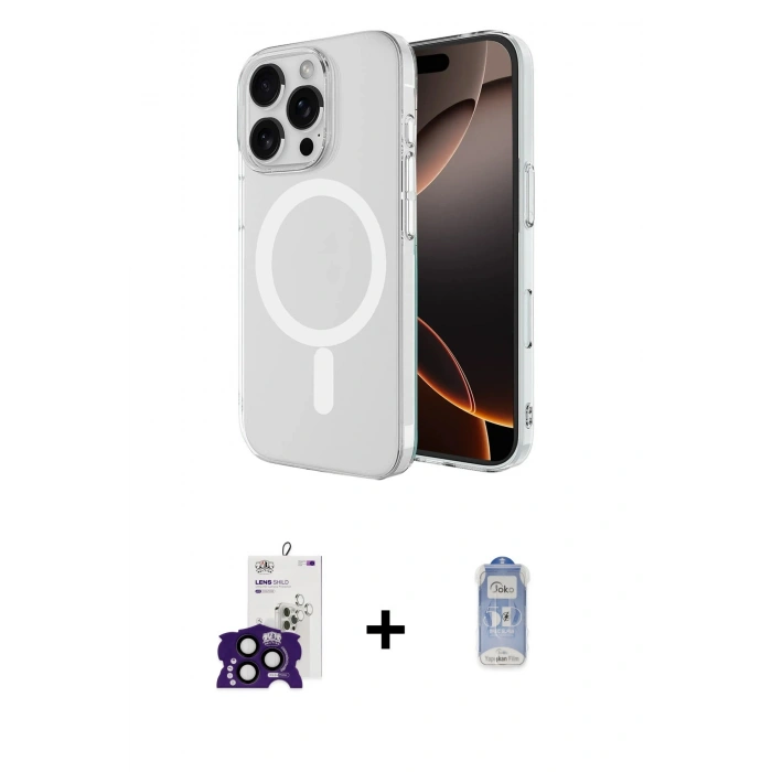 MARSİLYAN™- iPhone 16 Pro Max Kılıf Ahenk Yansıma Prime - Siyah Joko Magic 5D Cam + Bilvis Titan Kamera Lens - SH