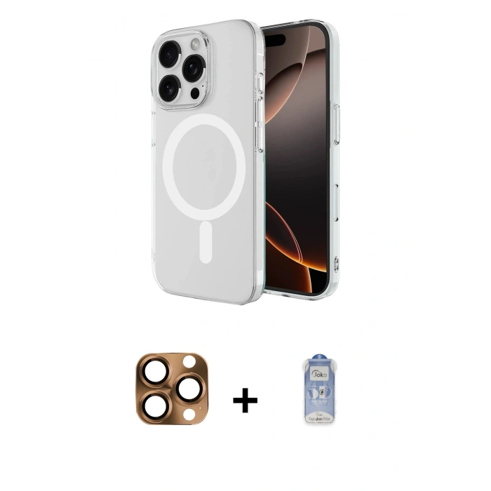 MARSİLYAN™- iPhone 16 Pro Max Kılıf Ahenk Yansıma Prime - Siyah Joko Magic 5D Cam + Pers Alüminyum Kamera Lens - CLTM
