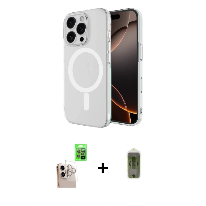 MARSİLYAN™- iPhone 16 Pro Max Kılıf Ahenk Yansıma Prime - Siyah Joko Magic 5D Hayalet Cam + Raze Metal Kamera Lens - NLGY