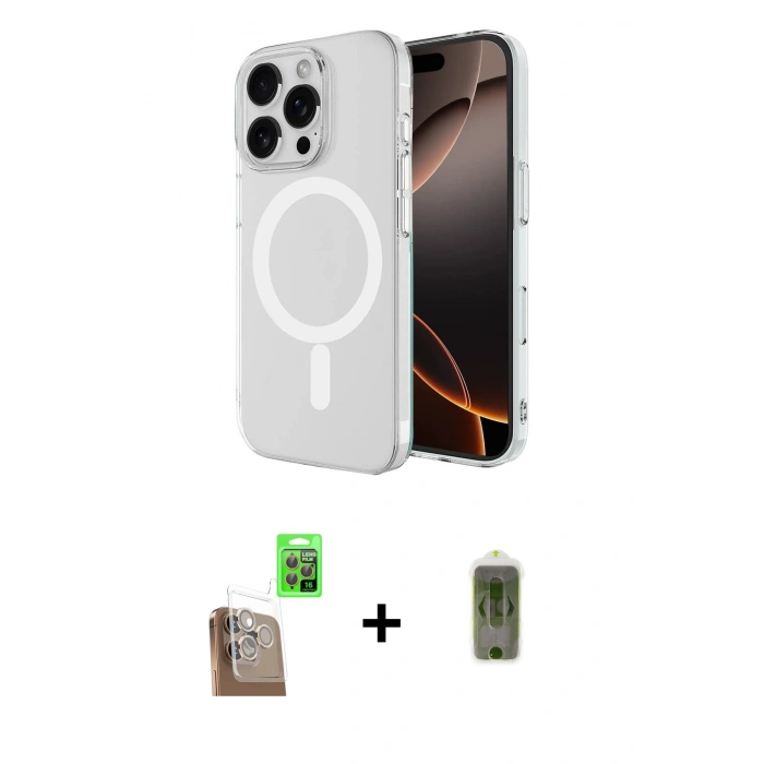 MARSİLYAN™- iPhone 16 Pro Max Kılıf Ahenk Yansıma Prime - Siyah Joko Magic 5D Hayalet Cam + Raze Metal Kamera Lens - CLTM