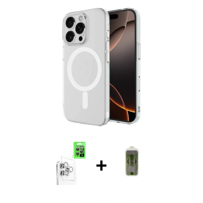 MARSİLYAN™- iPhone 16 Pro Max Kılıf Ahenk Yansıma Prime - Siyah Joko Magic 5D Hayalet Cam + Raze Metal Kamera Lens - BZ