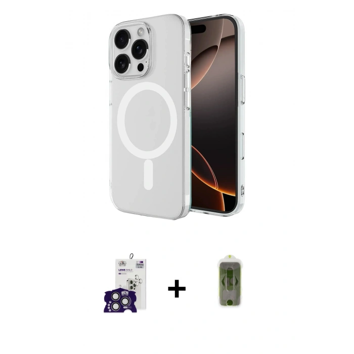 MARSİLYAN™- iPhone 16 Pro Max Kılıf Ahenk Yansıma Prime - Siyah Joko Magic 5D Hayalet Cam + Bilvis Titan Kamera Lens - TMGI