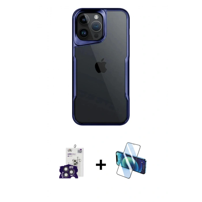 MARSİLYAN™- iPhone 16 Pro Max Kılıf Akış Çizgi Koleksiyonu - Siyah 3D Antistatik Seramik Nano Ekran Koruyucu + Bilvis Titan Kamera Lens - TMGI